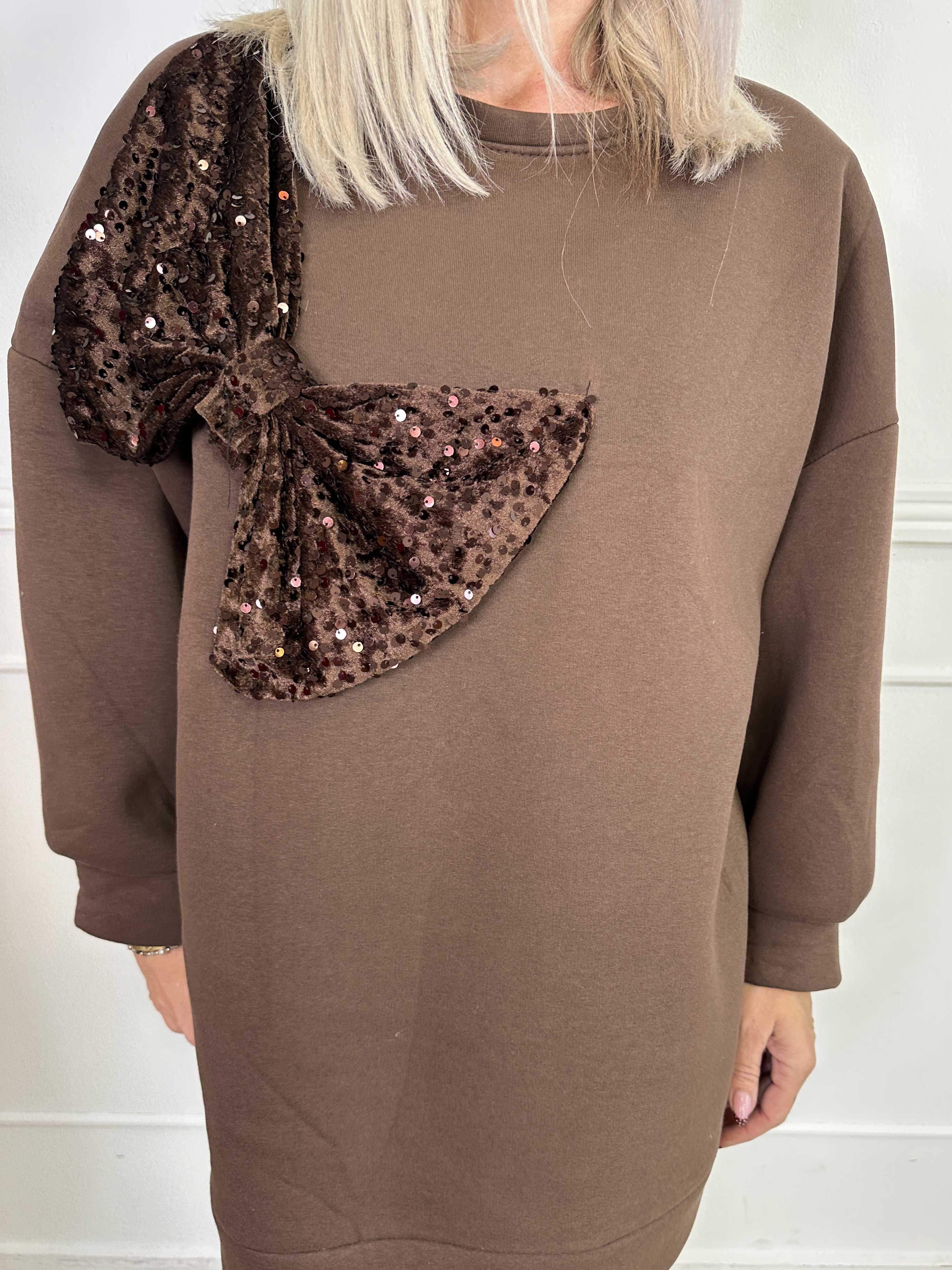 Thalassa - Oversized sweatshirt i bomuld med stor velour sløjfe